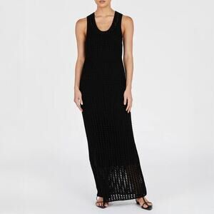 NWT NEW Dissh Hunter Black Crochet Maxi Dress Size L
